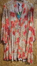 VESTIDO MAO FLORES CORAL