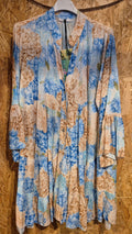 VESTIDO CORTO FLORES MAO AZUL