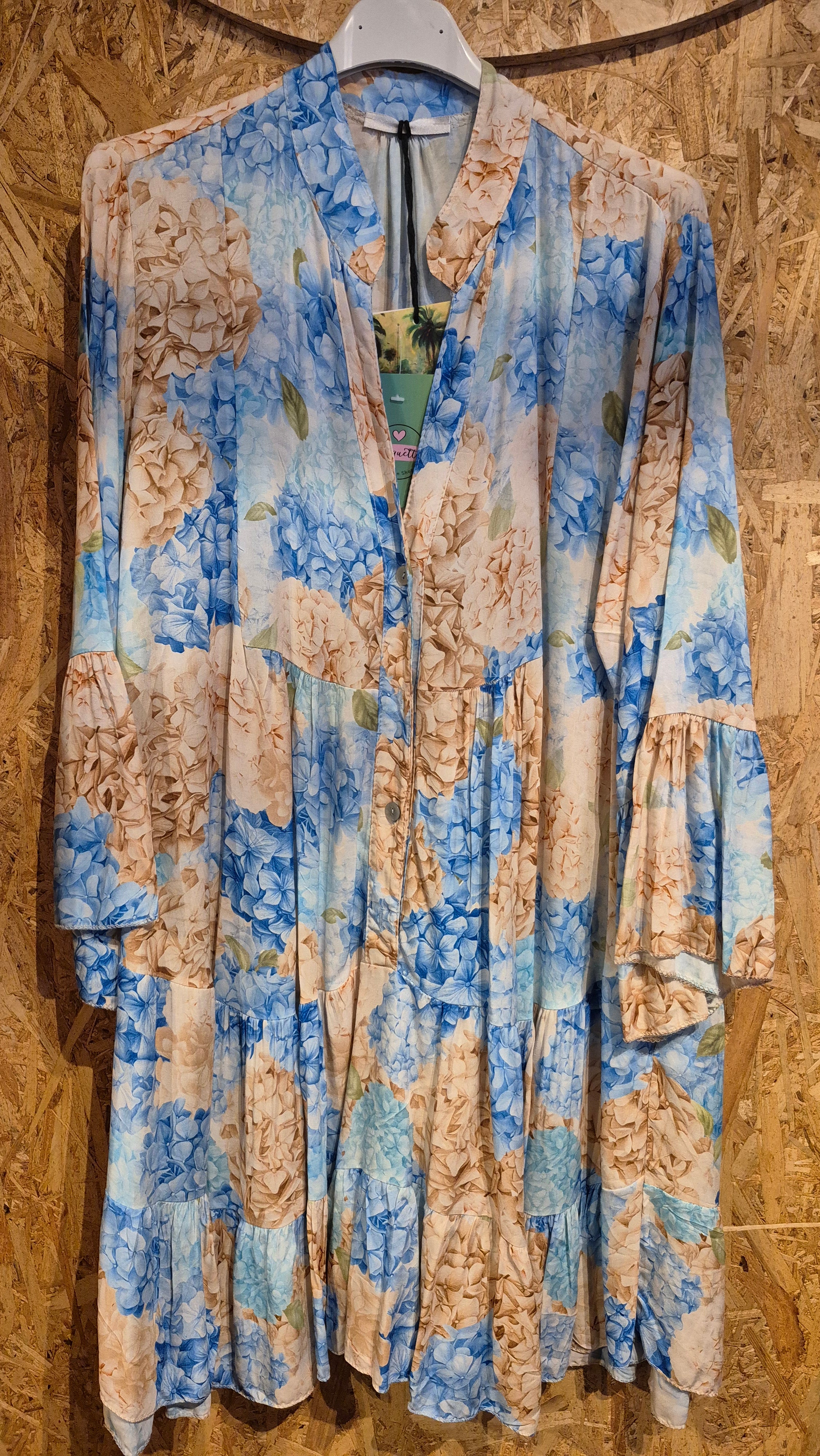 VESTIDO CORTO FLORES MAO AZUL